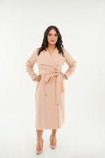 Load image into Gallery viewer, The Eloise Nude belted midi dress