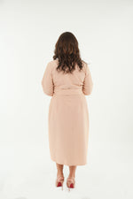 Load image into Gallery viewer, The Eloise Nude belted midi dress
