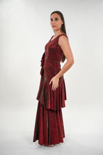 ഗാലറി വ്യൂവറിലേക്ക് ചിത്രം ലോഡ് ചെയ്യുക, Ayana salsa two tier v-neck sleeveless maxi dress with rose appliqué