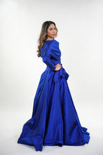 ഗാലറി വ്യൂവറിലേക്ക് ചിത്രം ലോഡ് ചെയ്യുക, Samara taffeta wrapped pleated asymmetrical dress