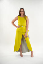 ഗാലറി വ്യൂവറിലേക്ക് ചിത്രം ലോഡ് ചെയ്യുക, Regina ruffled piece sleeveless peplum maxi dress with front slit and adjustable belt