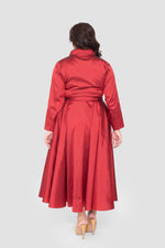 Load image into Gallery viewer, Avelina Taffeta Ruby Red Midi Dress