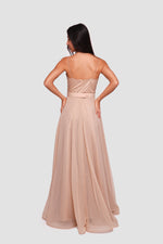Load image into Gallery viewer, Camila Champagne Gold Sweetheart Neckline Maxi Dress