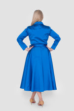 Load image into Gallery viewer, Alexandra Taffeta Royal Blue Midi Dress