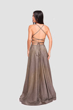 Load image into Gallery viewer, Josephine Shimmering Burnt Orange Glitter Fabric Sweetheart Neckline Maxi Dress