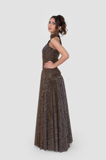 Load image into Gallery viewer, Viola Strapless Bronze And Black Metallic Maxi Dress