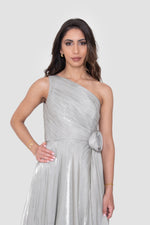 Load image into Gallery viewer, Lamia Celadon Green Organza One Shoulder Maxi Dress