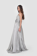 Load image into Gallery viewer, Lamia Celadon Green Organza One Shoulder Maxi Dress