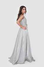 Load image into Gallery viewer, Lamia Celadon Green Organza One Shoulder Maxi Dress