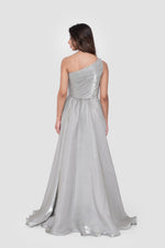 Load image into Gallery viewer, Lamia Celadon Green Organza One Shoulder Maxi Dress