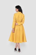 Load image into Gallery viewer, Aleya Taffeta Mustard Yellow Midi Dress