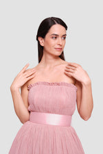 Load image into Gallery viewer, Lola Blush Pink Metallic Fabric And Tulle Corset Maxi Dress