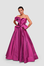 Load image into Gallery viewer, Kylie Dark Raspberry Fuchsia Pink Taffeta Bustier Gown With Bow Detail