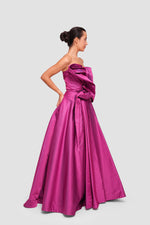 Load image into Gallery viewer, Kylie Dark Raspberry Fuchsia Pink Taffeta Bustier Gown With Bow Detail