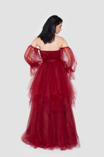 Load image into Gallery viewer, Anisa Deep Red Sweetheart Neckline Corset Tulle Gown