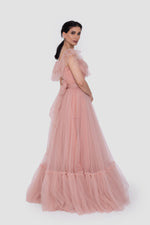 Load image into Gallery viewer, Mireya Blush Pink Tulle Off-Shoulder Gown
