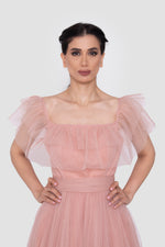 Load image into Gallery viewer, Mireya Blush Pink Tulle Off-Shoulder Gown