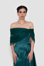 Load image into Gallery viewer, Ruelle Emerald Green Off-Shoulder Corset Gown