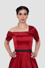 Load image into Gallery viewer, Verona Deep Cherry Red Taffeta Corset Gown