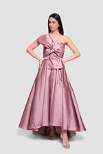 Load image into Gallery viewer, Marina Dusty Mauve Strapless Corset Maxi Dress With Oversized Bow
