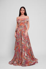 Load image into Gallery viewer, Kim Black And Silver Accents Off-shoulder Corset Maxi Dress
