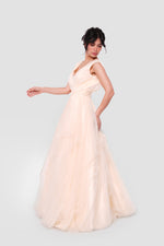 Load image into Gallery viewer, Yara Ivory Cream Tulle Maxi Dress