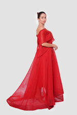 Load image into Gallery viewer, Sabrina Deep Red With Gold Star Embellishment One Shoulder Maxi Dress