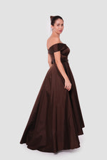 Load image into Gallery viewer, Giselle Chocolate Brown Corset Maxi Dress