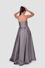 Load image into Gallery viewer, Luna Silver Gray Strapless Corset Maxi Dress