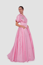 Load image into Gallery viewer, Rosalie Blush Pink Pleated Maxi Dress With Shirt-style Collar With Short Sleeves