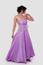 Load image into Gallery viewer, Liliana Lavender Taffeta Strapless Corset Maxi Dress
