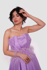 Load image into Gallery viewer, Liliana Lavender Taffeta Strapless Corset Maxi Dress