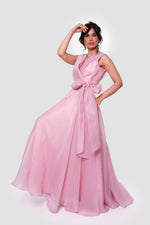 Load image into Gallery viewer, Rosetta Blush Pink Wrap-style Sleeveless Maxi Dress
