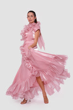 Load image into Gallery viewer, Seraphina Blush Pink High Neckline Ruffled Sleeveless Maxi Dress