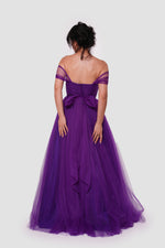 Load image into Gallery viewer, Violet Deep Violet Tulle Sweetheart Neckline Corset Maxi Dress