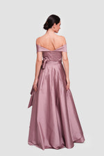 Load image into Gallery viewer, Annabella Dusty Mauve Taffeta Corset Maxi Dress