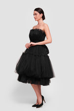 Load image into Gallery viewer, Esme Vibrant Royal Purple Corset Strapless Midi Dress