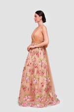 Load image into Gallery viewer, Lucia White Tulle With Multicolored Floral Embroidery Sleeveless Maxi Dress