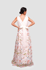 Load image into Gallery viewer, Lucia White Tulle With Multicolored Floral Embroidery Sleeveless Maxi Dress