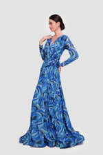 Load image into Gallery viewer, Elena Shimmery Jersey Pleated Maxi Dress With Sleeves