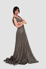 Load image into Gallery viewer, Sarah Black & White Sleeveless Surplice Neckline Maxi Dress