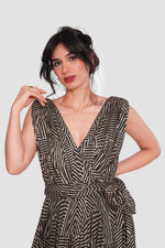 Load image into Gallery viewer, Sarah Black & White Sleeveless Surplice Neckline Maxi Dress