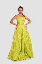 Load image into Gallery viewer, Marcella Lime Green Straight Neckline Open Back Maxi Dress