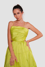 Load image into Gallery viewer, Marcella Lime Green Straight Neckline Open Back Maxi Dress