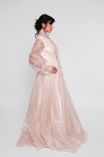 Load image into Gallery viewer, Ivy Ivory With Glitter High Neckline With Sleeves Maxi Dress