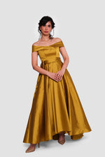 Load image into Gallery viewer, Olivia Olive Green Taffeta Strapless Corset Maxi Dress