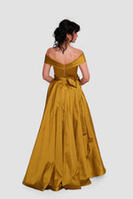 Load image into Gallery viewer, Olivia Olive Green Taffeta Strapless Corset Maxi Dress