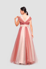 Load image into Gallery viewer, Mia Cap-sleeve V-neckline Maxi Dress With Striking Multi-tonal Tulle Layers