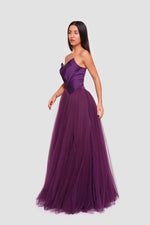 Load image into Gallery viewer, Yasmina Deep Purple Strapless Sweetheart Neckline Maxi Dress