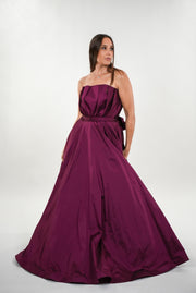 Rebecca tafetta box pleated strapless maxi dress